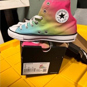 Converse Pink Yellow and Green Gradient High-Tops